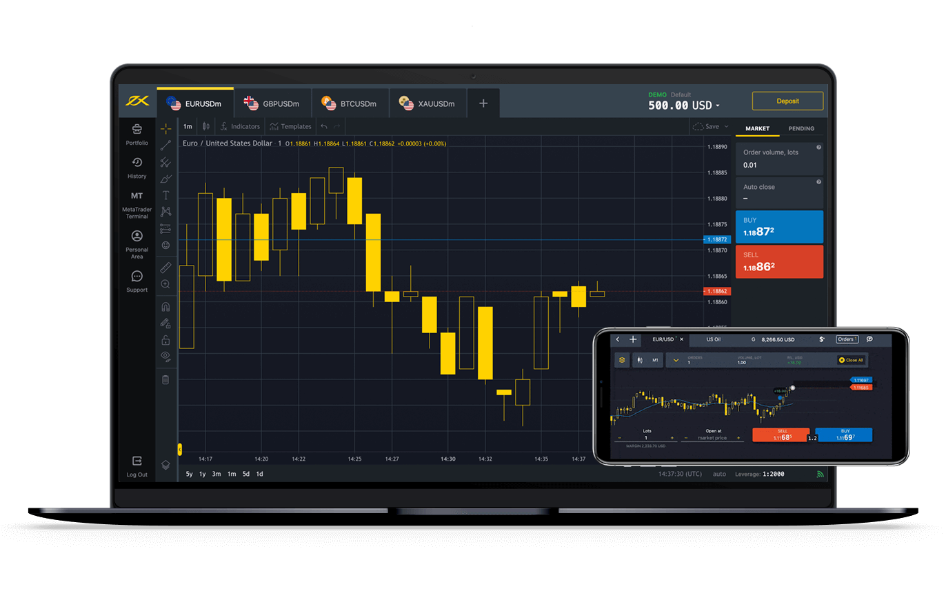 Exness app interface
